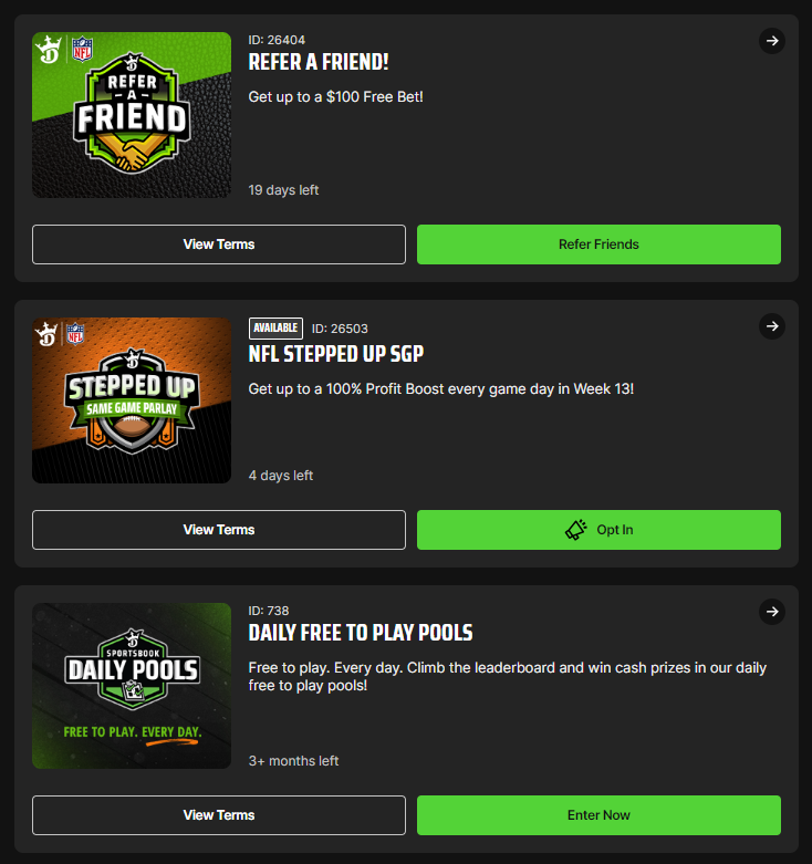 draftkings promo offers